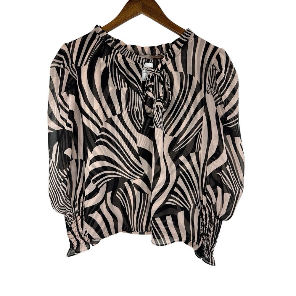 Misa Los Angeles Top‎ Womens Size XS zebra print Long Sleeve Speer